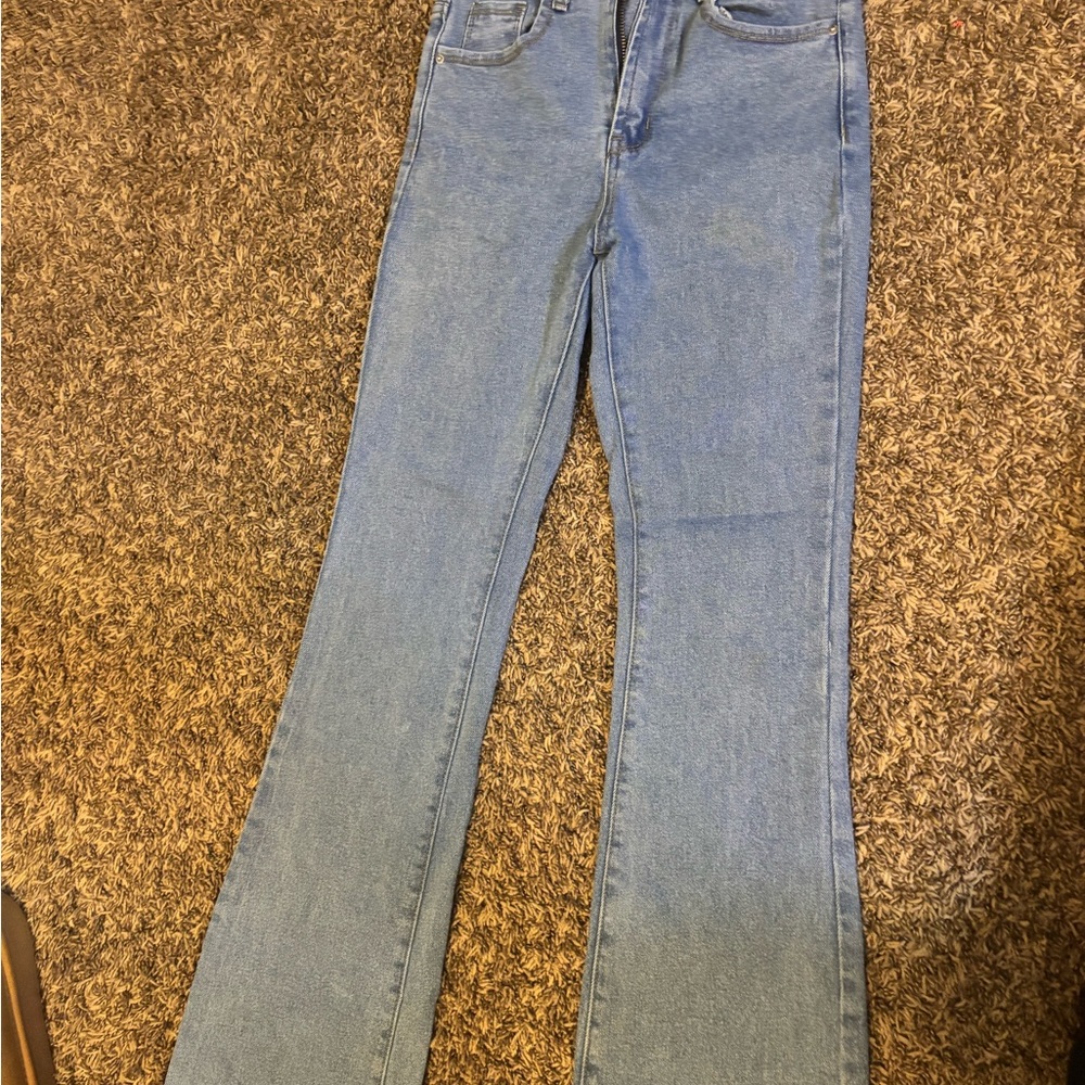 Princess Polly Light Blue Flare Jeans
